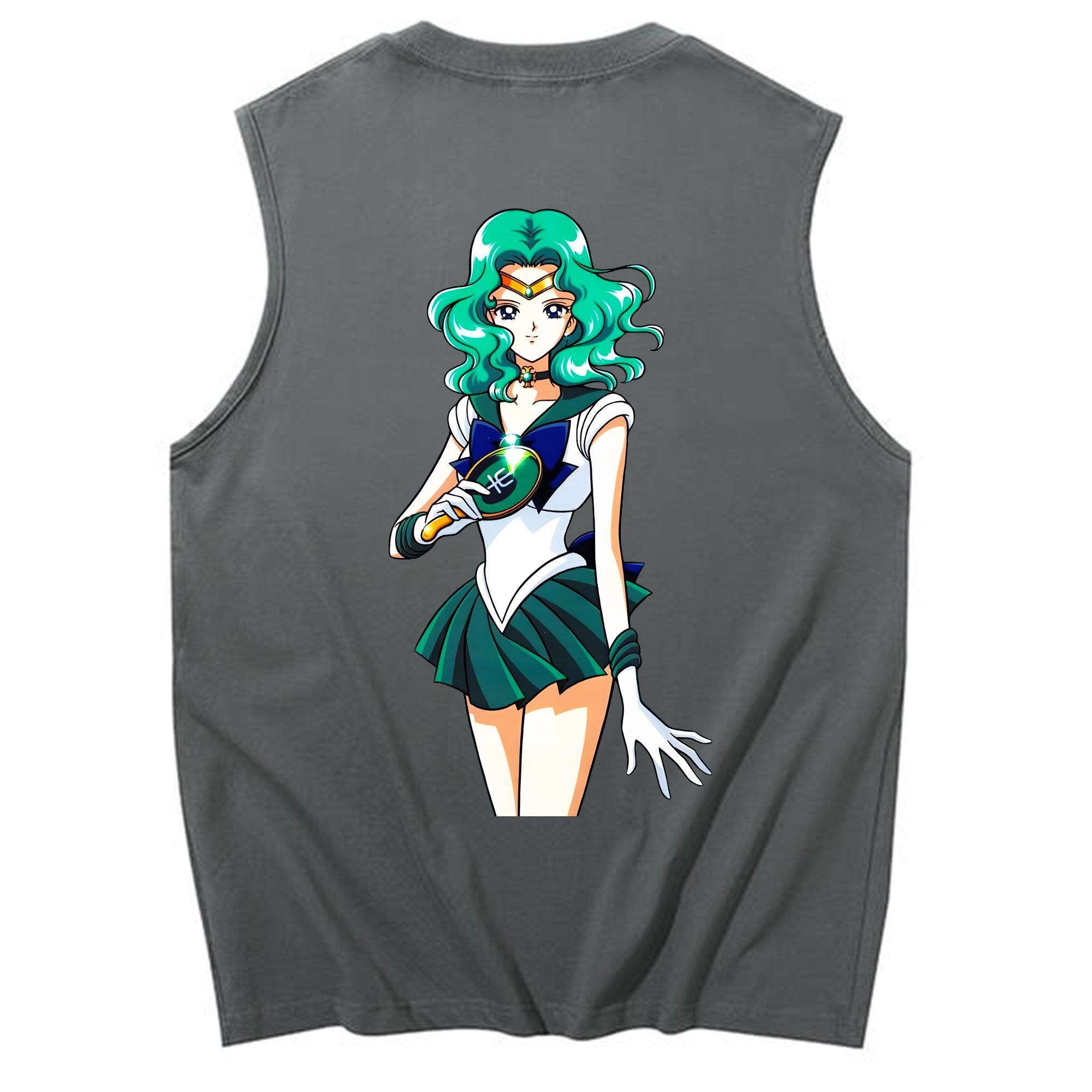 （画像用） 美少女戦士セーラームーン 海王 みちる（かいおう みちる） Sailor Moon Kaiou Michiru コットン100％タンクトップ（背面プリント）